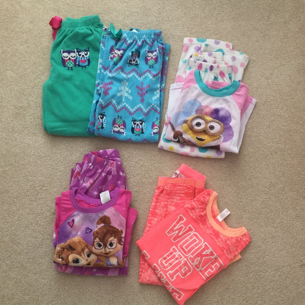 Lot of Girls Winter Pajamas size 8 - fleece pants